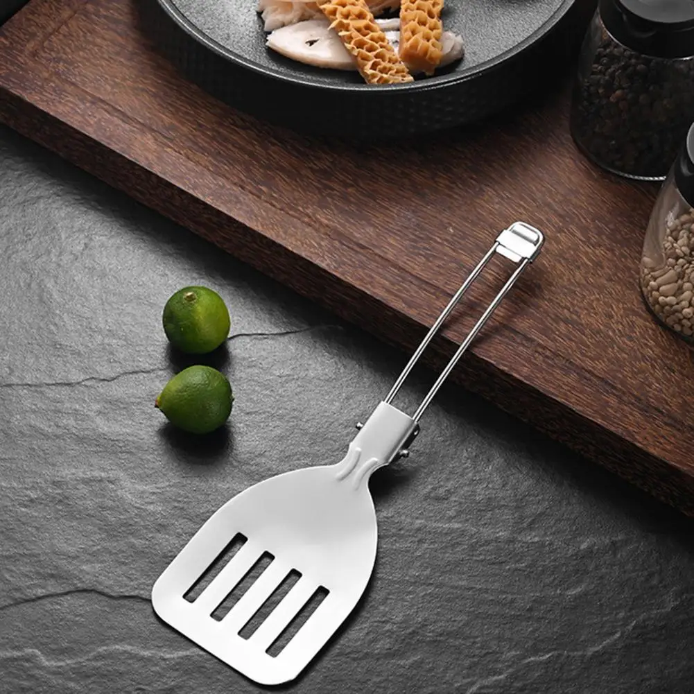 Stainless Steel Cooking Utensil Stainless Steel Camping Cooking Utensil Set with Foldable Handles Heat-resistant Non-stick