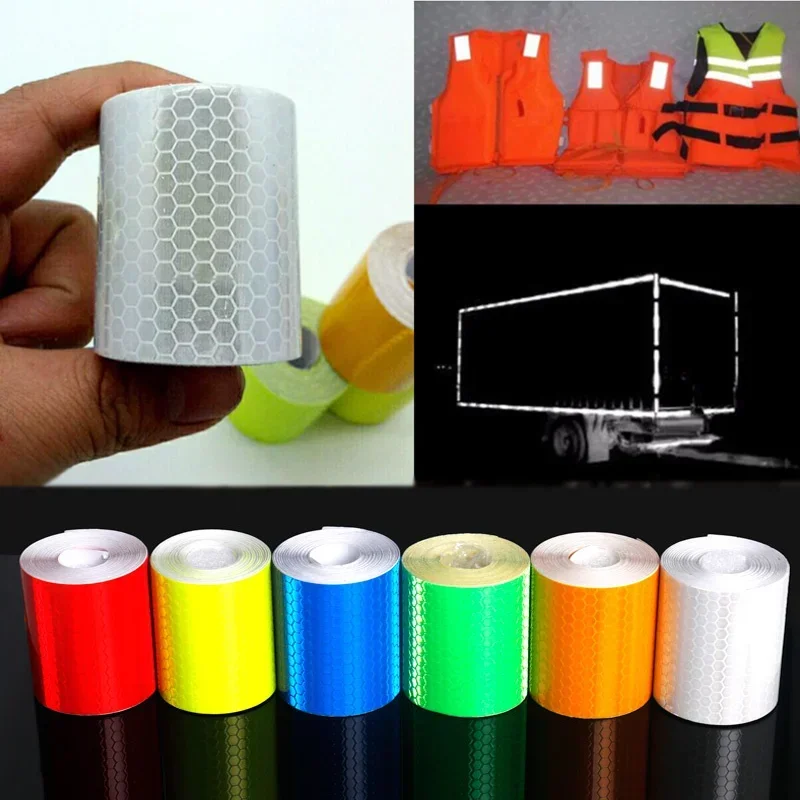 

5cm*3M Reflective Car Stickers Outdoor Waterproof Warning Tapes White Red Fluorescent Yellow Reflectors Safety Strip For Bicycle