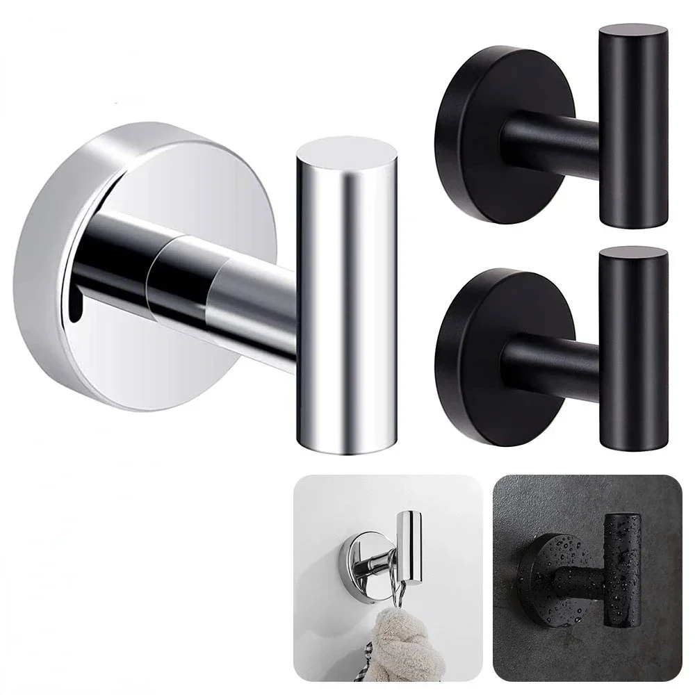 

2Pcs Bathroom Towel Hooks Stainless Steel Coat Robe Hook Wall Mounted Hanger Towel Hanging Hook for Hotel Kitchen