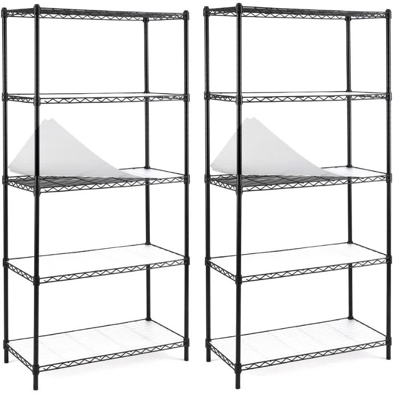 EZPEAKS 2-Pack 5-Shelf Shelving Unit with 5-Shelf Liners, Adjustable, Steel Wire Shelves, 150lbs Loading Capacity Per Shelf