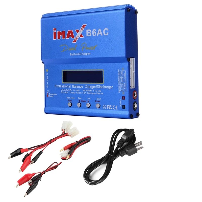 For IMAX B6AC 80W RC Balance Charger+Tamiya Cable Digital Li-Ion Life Nimh Nicd PB Lipo Battery Discharger US Plug Easy To Use