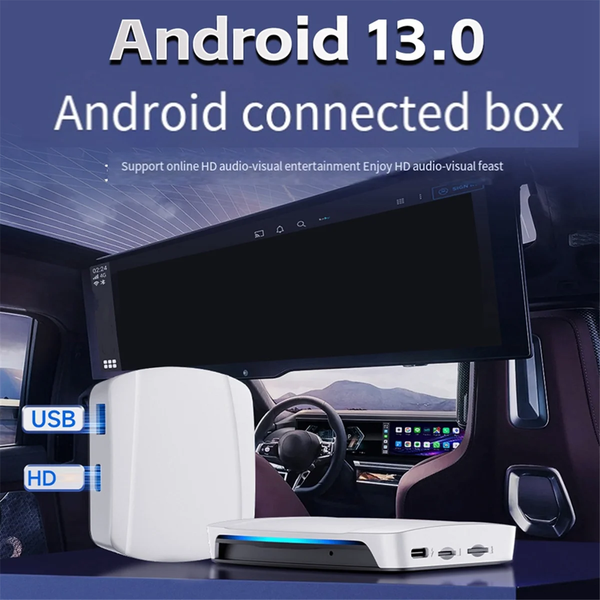 UHD TV Box Android 13.0 Qualcomm 8-Core Wireless CarPlay & Android Auto Adapter Support 4K HD Video Output Onlie Video