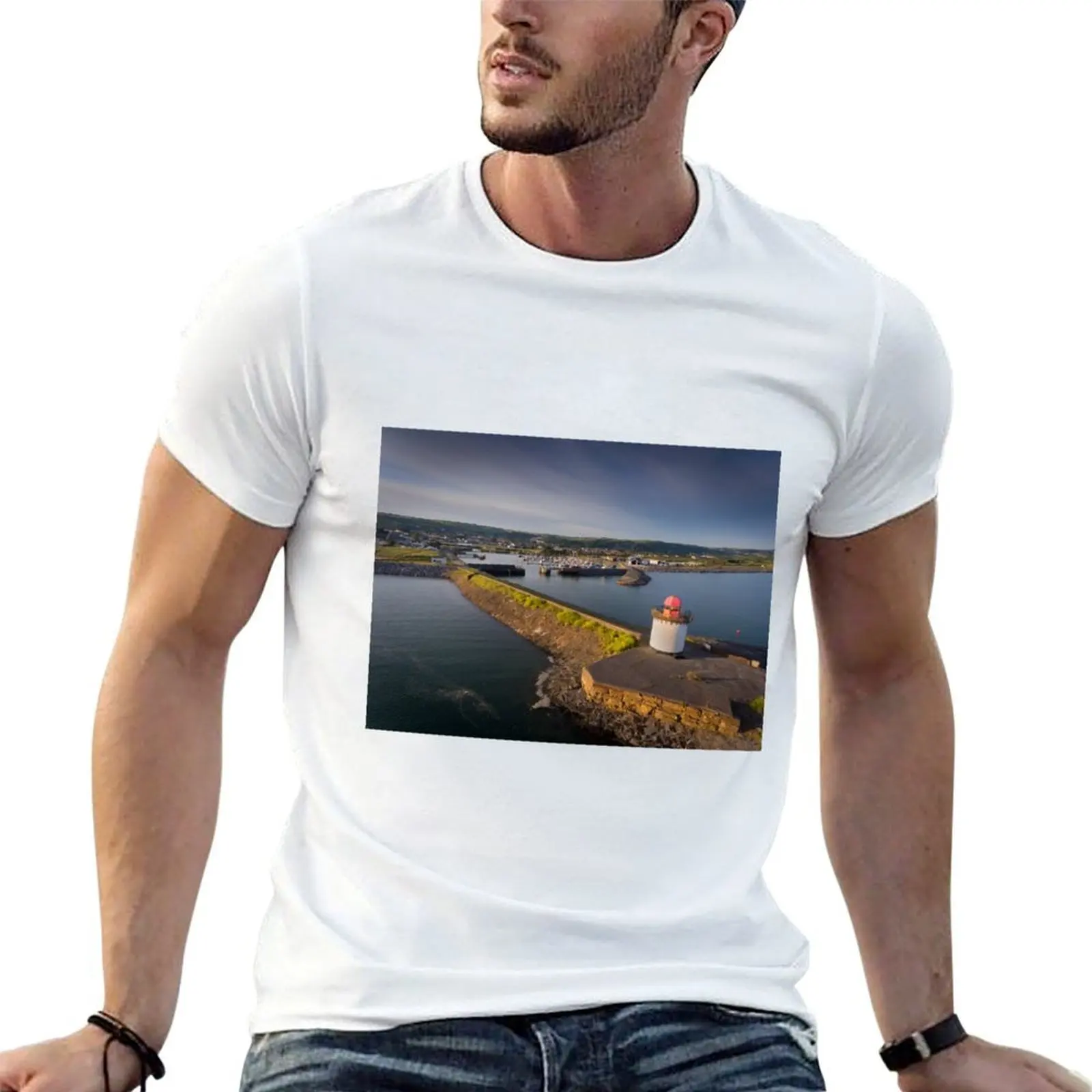 

Burry Port Lighthouse and marina T-Shirt t shirt man plain t shirts cotton 100% T-Shirt