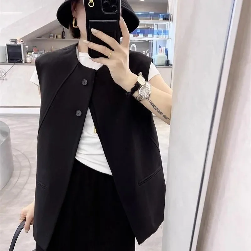 High Quality Suit Vest Coat Women 2026 Spring Autumn New Design Sleeveless Ladies Fashion Waistcoat Overwear
