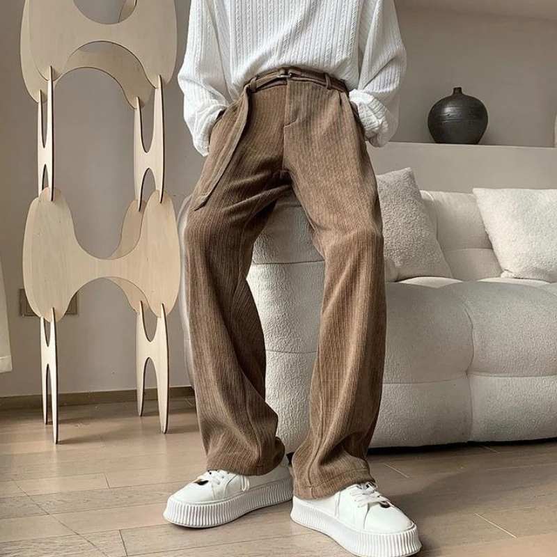 

Винтажные мешковатые повседневные широкие брюки мужская весенне-осенняя одежда мода 2025 дешевые новые длинные брюки в корейском стиле для мужчин