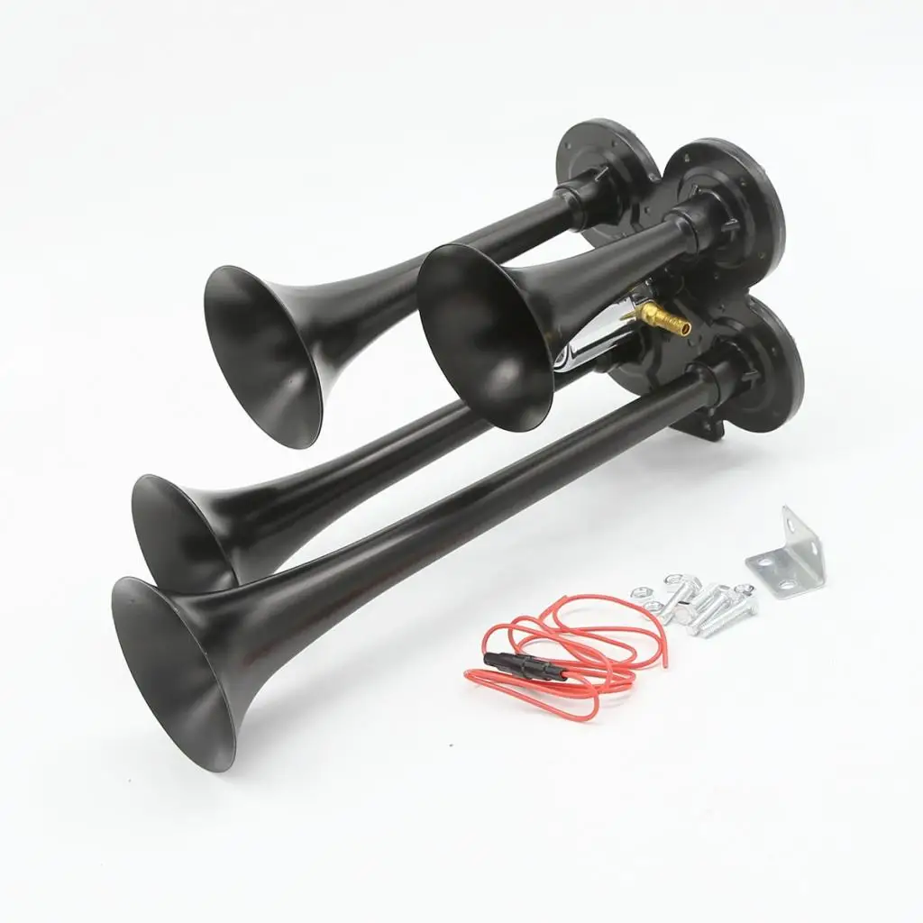 12V 150db Air Horn, 4 Trumpet Air Horn with Electric Solenoid for 12V/24V