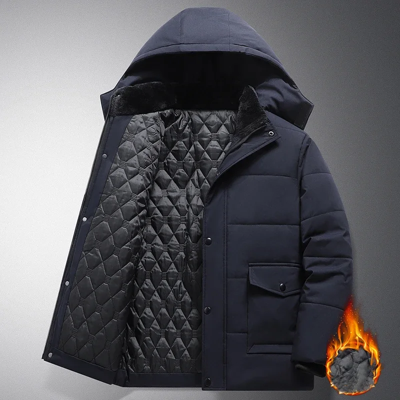 Plus Size 6XL 7XL 8XL Winter Jacket Men Outdoor Parkas Men Middle aged Fleece Coat Hooded Windbreaker Thick Warm Father Clothing