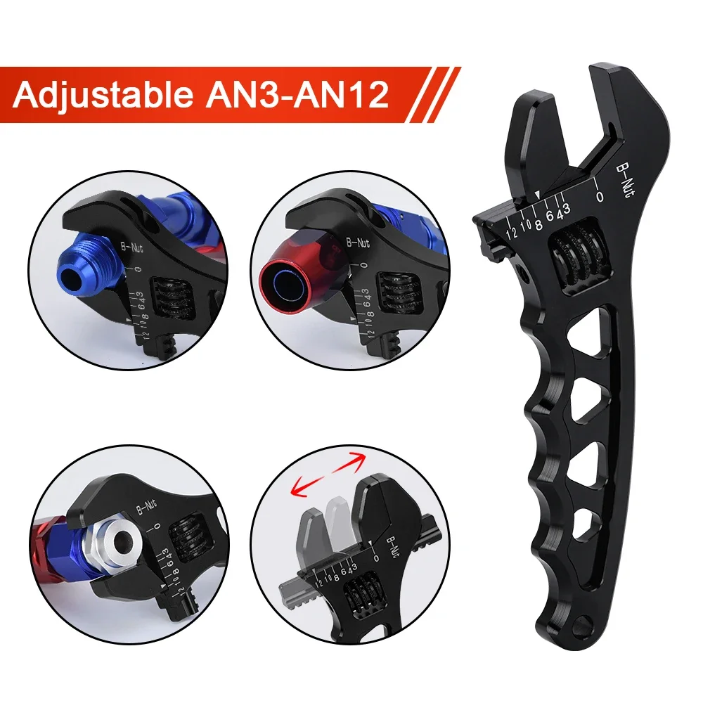 Adjustable AN Aluminum Wrench Hose Fitting Tool Aluminum Spanner AN3-AN12 Wrench Spanner Fitting Tools Red Black Blue Universal