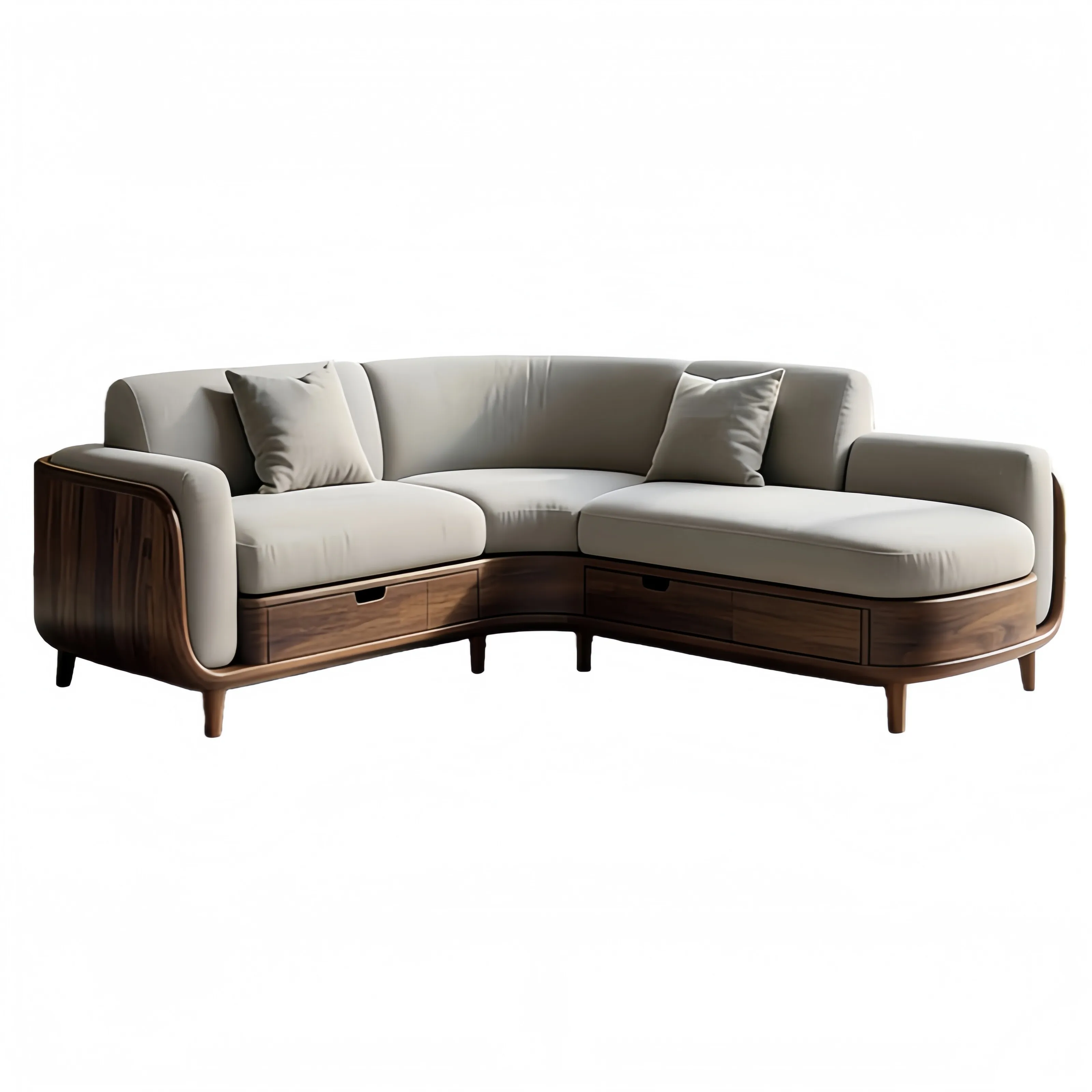 New Chinese-style Solid Wood Corner Sofa Black Walnut New Three-person Storage Living Room Furniture Tenon and Mortise Structure