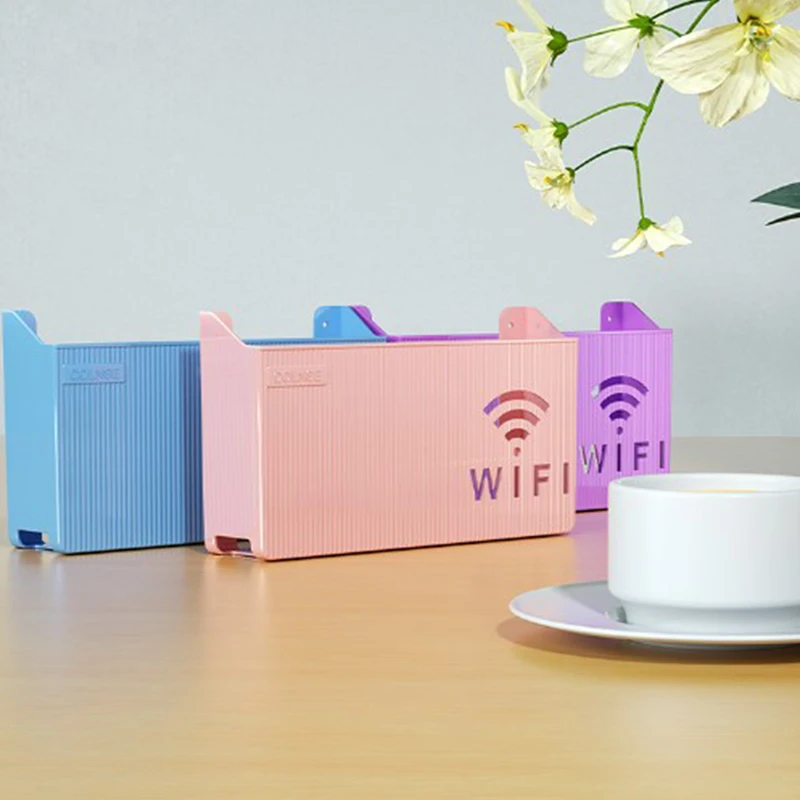 1Pc Wireless Wifi Router Shelf Storage Box Wall Hanging ABS Plastic Organizer Box Cable Power Bracket Organizer Box Home Decor