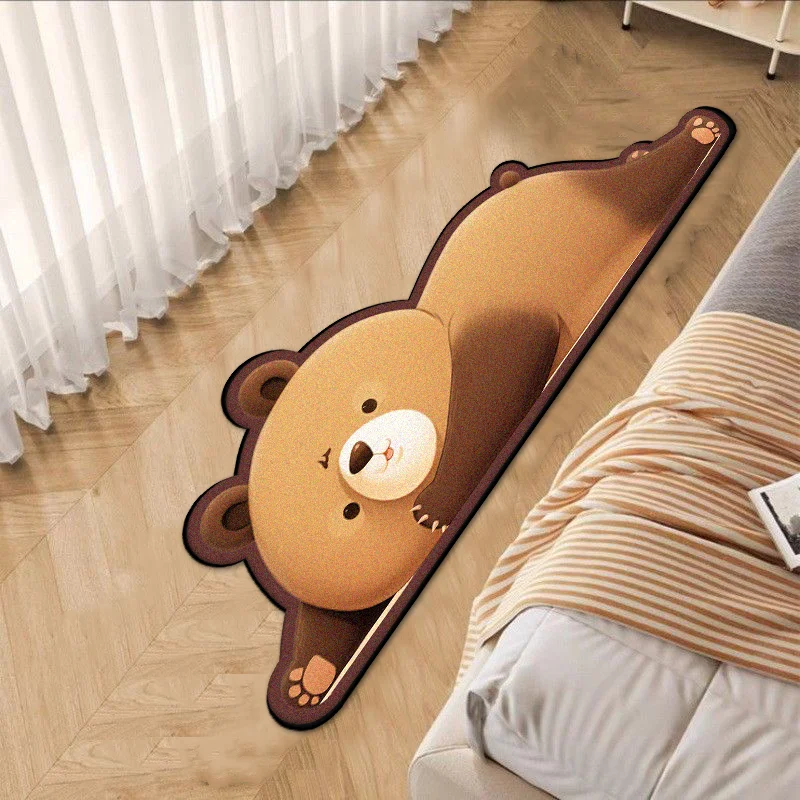 Alfombra alienígena con forma de oso para decoración de sala de estar, alfombra suave antideslizante de gran tamaño para dormitorio, alfombras para niños de fácil limpieza