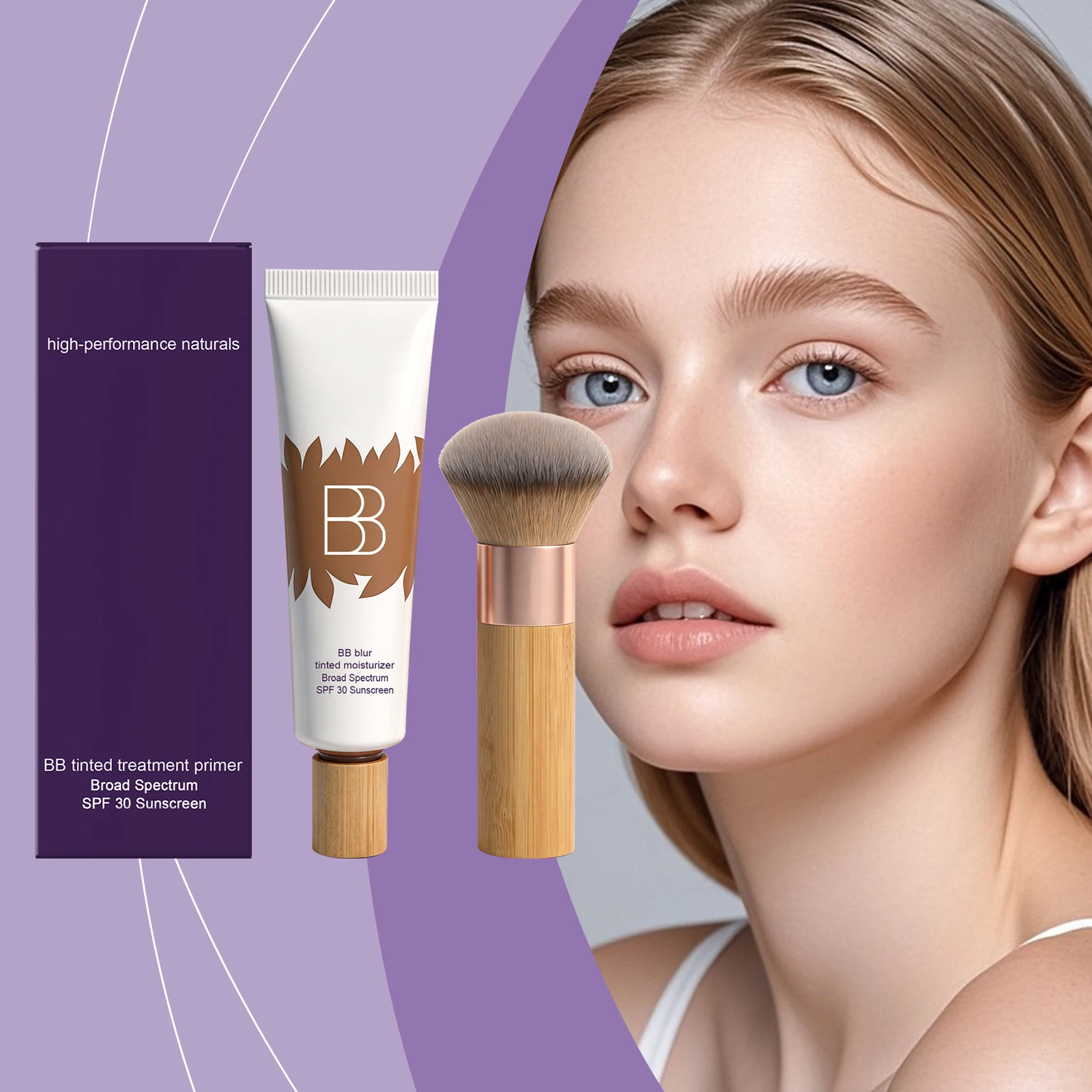 BB Cream Set - Natural Coverage, Moisturizing Primer, Long-Lasting Concealer and Smooth-Fitting Foundation for Flawless