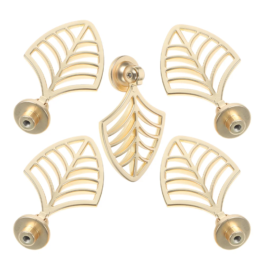 

5Pcs Leaf Shaped Cabinet Pulls Zinc Alloy Drawer Handles for Kitchen Bathroom Furniture Upgrade Gold Finish Gold Cabinet Handles
