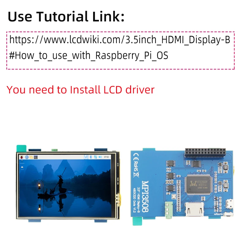 3.5 Inch Touch Screen for Raspberry Pi HDMI-compatible Interface 480*320 TFT LCD 60FPS Display Monitor for RPi 5 4B 3B+ 3B