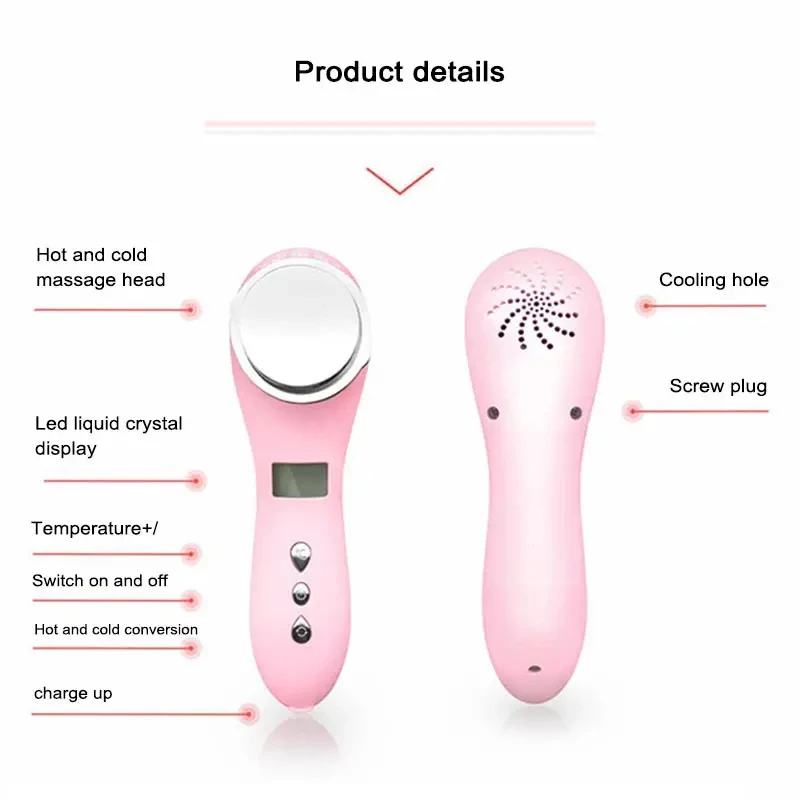 Hot Cold Facial Massager Ionic Skin Care Tool Face Deep Cleansing Serum Import Export Pore Tightening Skin Firming Beauty Device
