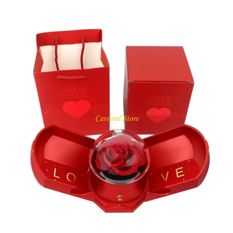 

M4YF Forever Flower Jewelry Box Necklace Storage Container for Special Day