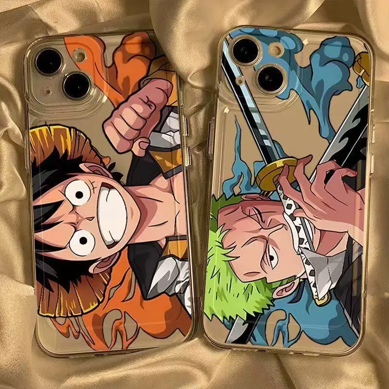 Funda de teléfono 3D ONE PIECE Zoro Luffy para iPhone 16 15 14 13 12 11 17 Pro Max Plus Air XR Mini One Pieces funda suave a prueba de golpes