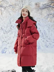 Large Down Jackets 90 White Duck Down Thicken Warm Women's Winter Coats Hooded Loose Casual Plus Size Jackets for Women