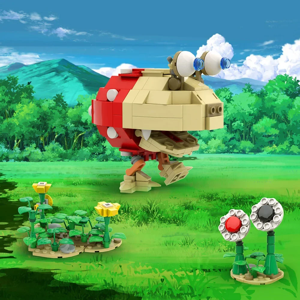 Bouwsteenkit Anime Pikmin Rode Vlekkerige Bulborb Ontmoette Olimar S.S. Dolfijn Levering Schip Raket Baksteen Model Speelgoed Cadeau