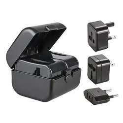 1Pcs Black Universal Travel Adapter Plug All In One Adapter with EU US UK AU Plug Global Travel Power Charger Sockets Converter