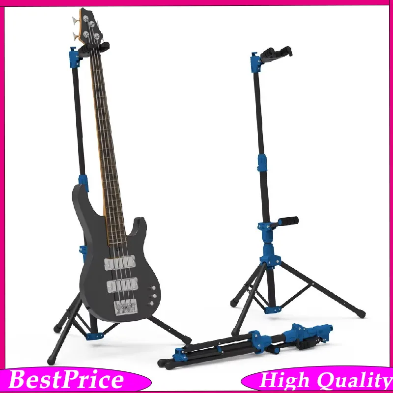 Galux GS-211 Guitar Floor Stand - Self-Locking Folding Structure for Bass & Ukulele - Height Adjustable Support with Guitar Part