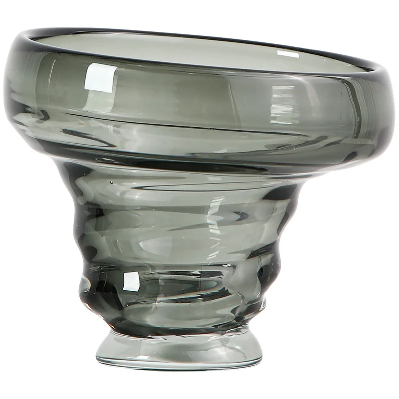 

High-grade light luxury spiral hydroponic glass large vase ornament, exhibition hall designer soft flower device