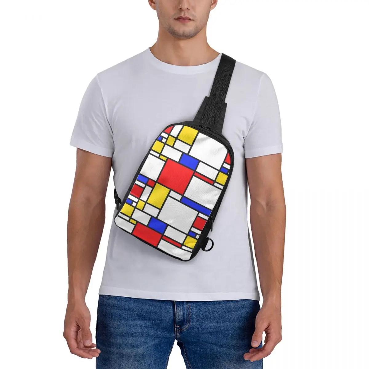 

Mondrian Chest Bag Crossbody Backpack Sling Shoulder Bag For Men Traveling Hiking Daypack