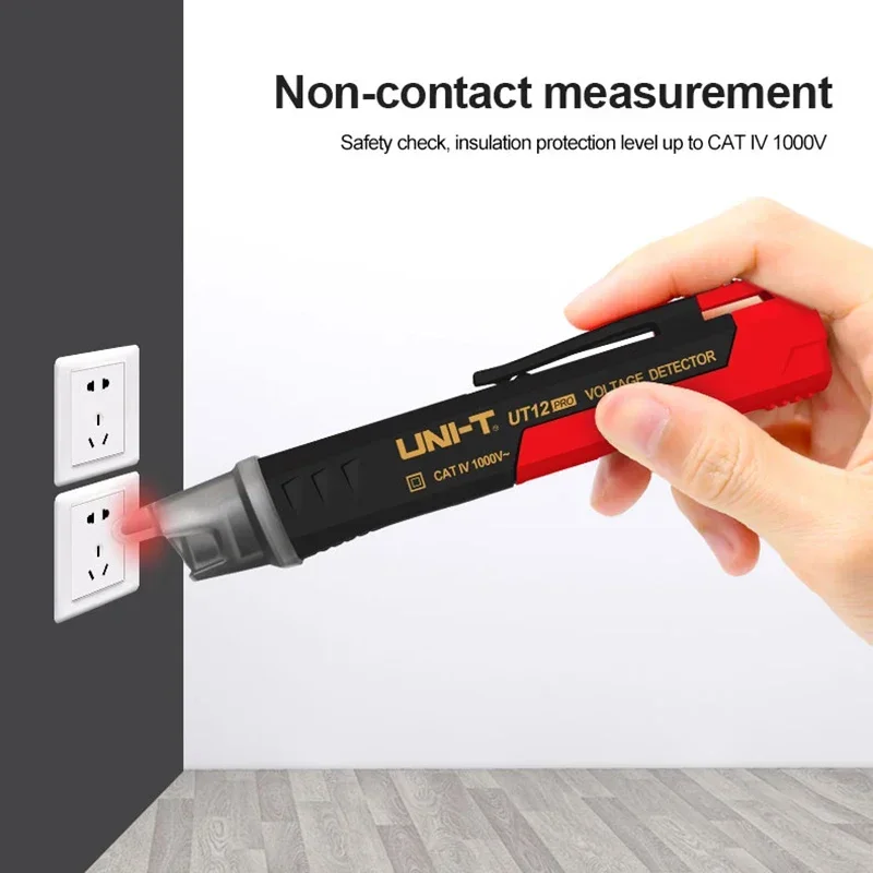 UNI-T-UT12D Detector de tensão, sem contato AC Tensão Tester, caneta soquete, Zero Fire Line, Contactless Teste Elétrico Lápis, 24 1000V