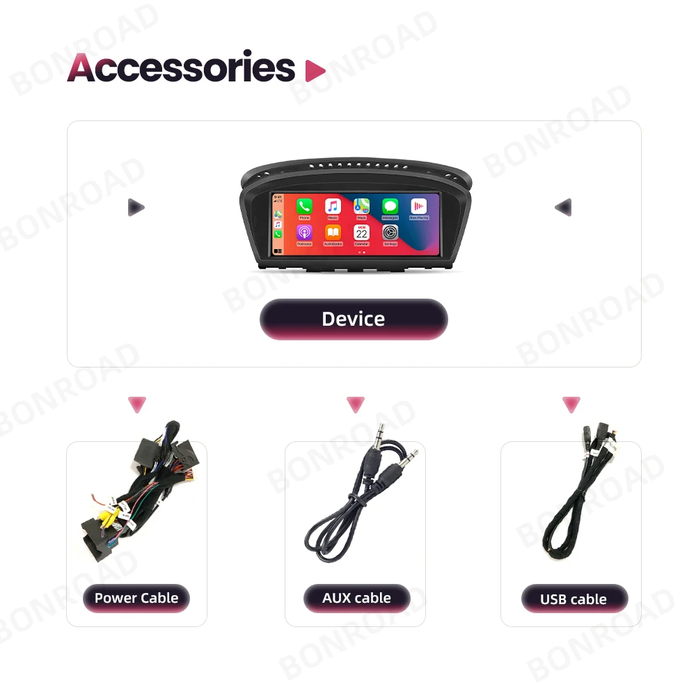 BONROAD CarPlay Screen Radio Android Auto Multimedia Player For BMW 5/3 Serie E60/E61/E62/E63/E90/E91/E92/E93/M3 CCC Mask CIC