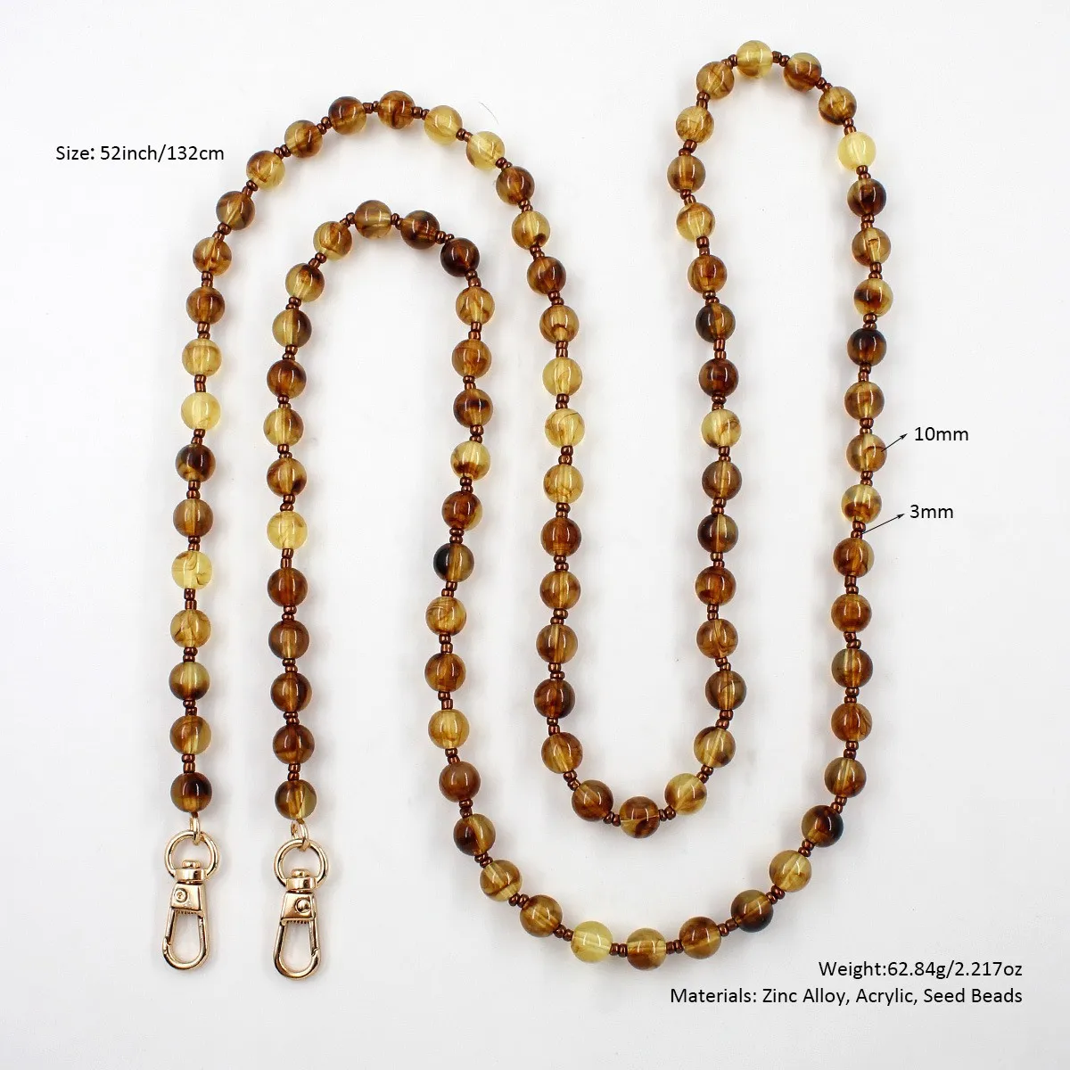 Women Glass Bead Bag Chain Long Crossbody Shoulder Bag Strap Handbag Female Replacement Handle Belt Parts Mobile Phone Lanyard