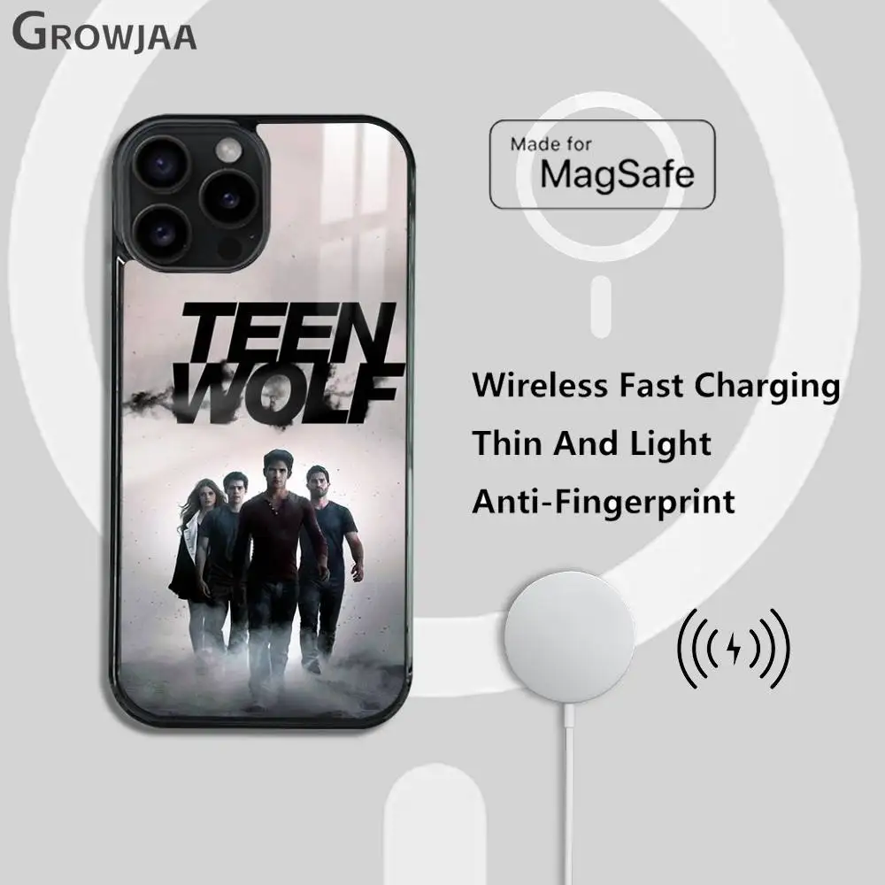T-Teen W-Wolf TV جراب هاتف آيفون 17 16 15 14 13 12 11 Pro Max Plus Mini Magsafe مرآة لاسلكية مغناطيسية Funda