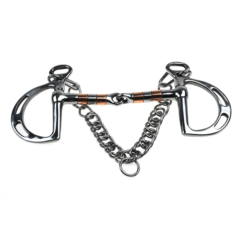 Horse Bit BT0904 Stainless Steel Copper Ring Mouthpiece Double Link Chain Harness Accessory