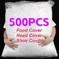 500/10pcs Disposable Food Cover Plastic Wrap Fruit Food Covers Fresh Saver Bags Elastic Shoe Cover Shower Headgear Storage Bag