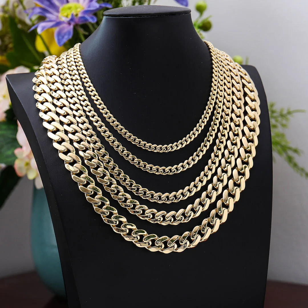 Silver Sterling 925/ 14k Solid Gold Cuban Link Chain Cuban Link Chain Hip Hop Jewelry Cuban Chain Necklace Moissanite Gold Li