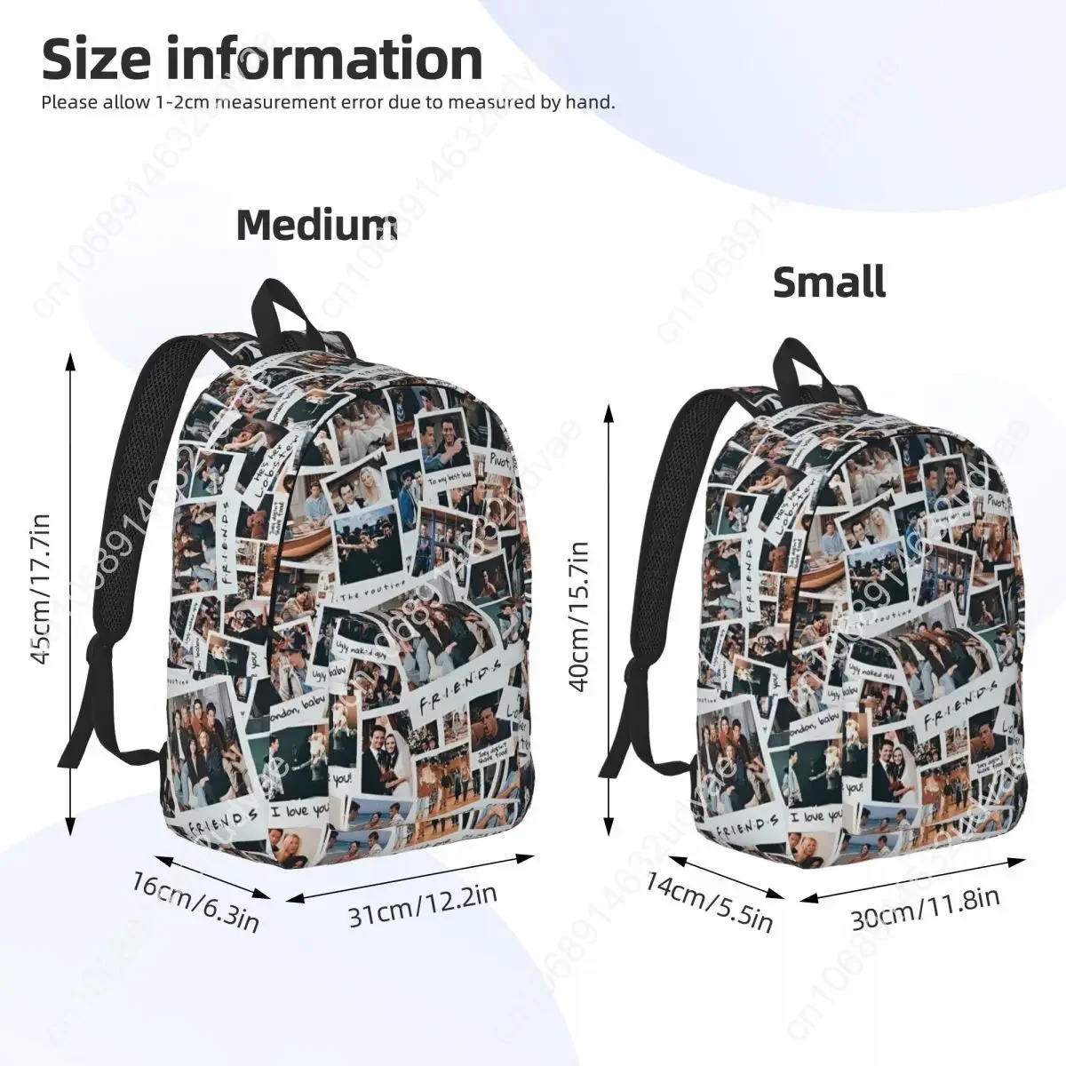 Friends The TV Series Cool Backpack with Pocket High School Work American tv Show Rachel Daypack Men Women College Canvas Bags