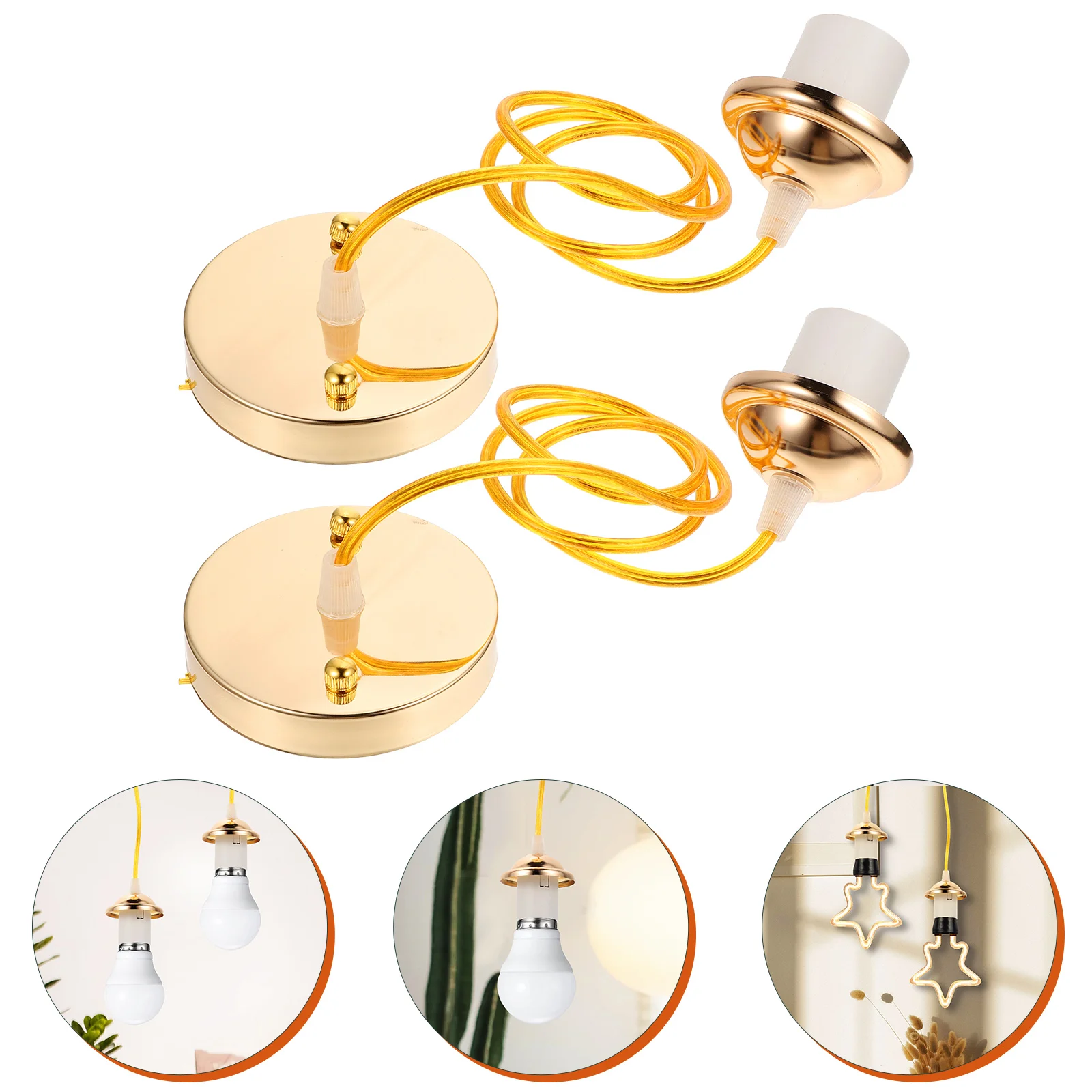 

2Pcs Ceiling Light Holder E27 Threaded Lamp Holder Metal ABS Ceiling Canopy for DIY Pendant Lights Light Bulb Base