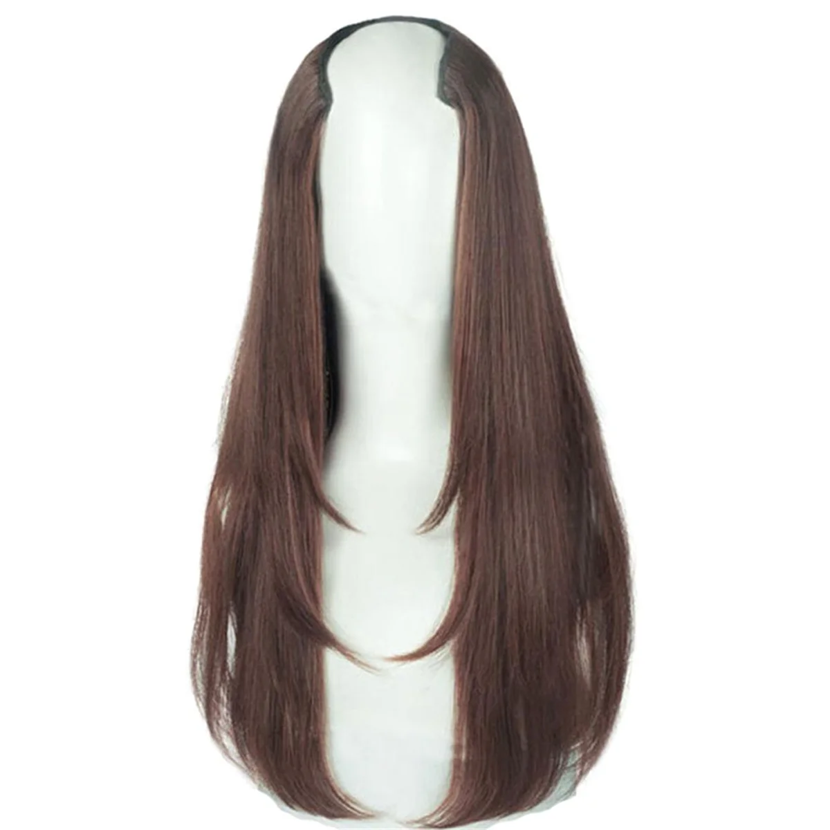 Perucas sintéticas marrom escuro para mulheres, cabelo extra longo, extensões em camadas, cabeça aumentar, styling perucas