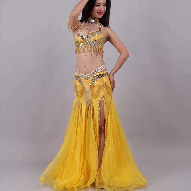 Female Adult Belly Dance Costume Bead Embroidery Five Piece Set Stage Performance Costume Indian Dance Costume Dance Skirt