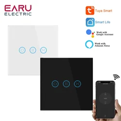 WiFi Smart Timer Glass Wall Touch Curtain Switch Controller for Roller Shutter Electric Motor TUYA Smart Life Google Home Alexa