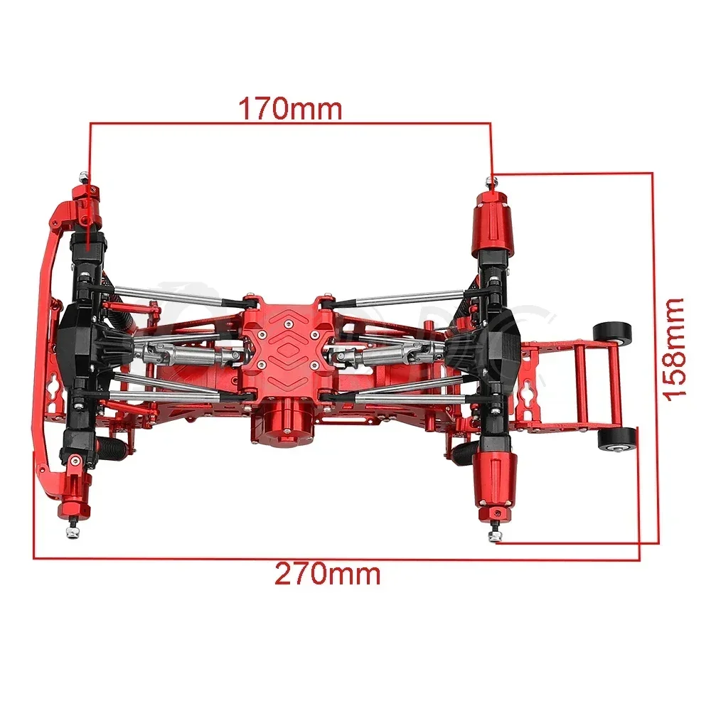 Metalowa rama podwozia 1:18 z osłami Skrzynia biegów do RC 1/18 LOSI Mini LMT 1/18 Szczotkowana ciężarówka Monster Truck Część ze stopu aluminium