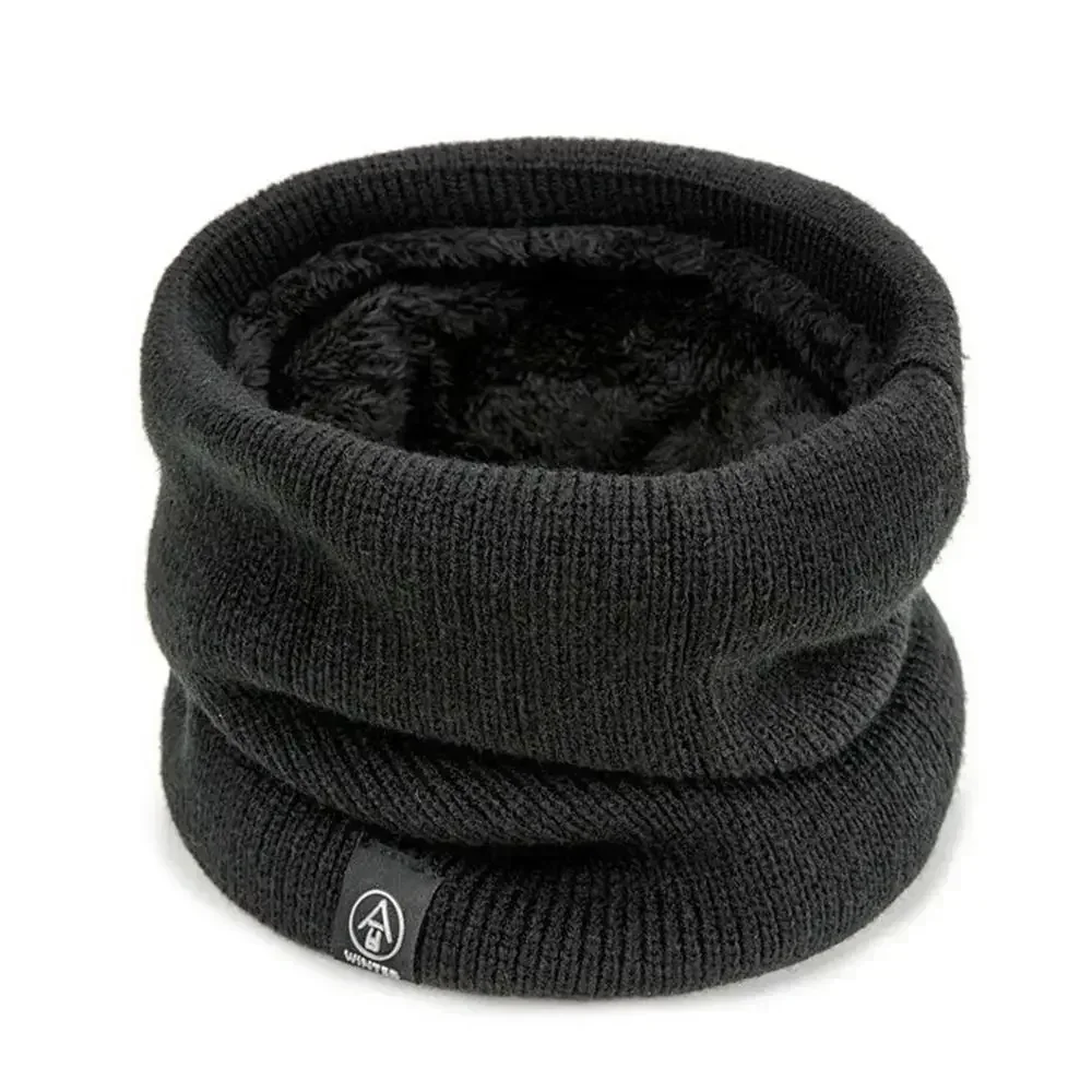 Unisex Solid Warm Winter Ring Scarf Women Men Plus Velvet Knitted Full Face Mask Snood Neck Scarves Bufanda Thick Muffler
