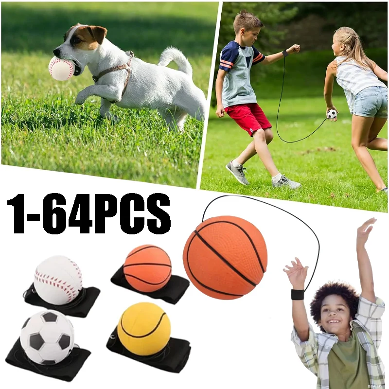 Pelota de cohete para muñeca, pelota de rebote de goma elástica para entrenamiento de fuerza de las manos, juguete para ejercicio en interiores y exteriores con correa ajustable