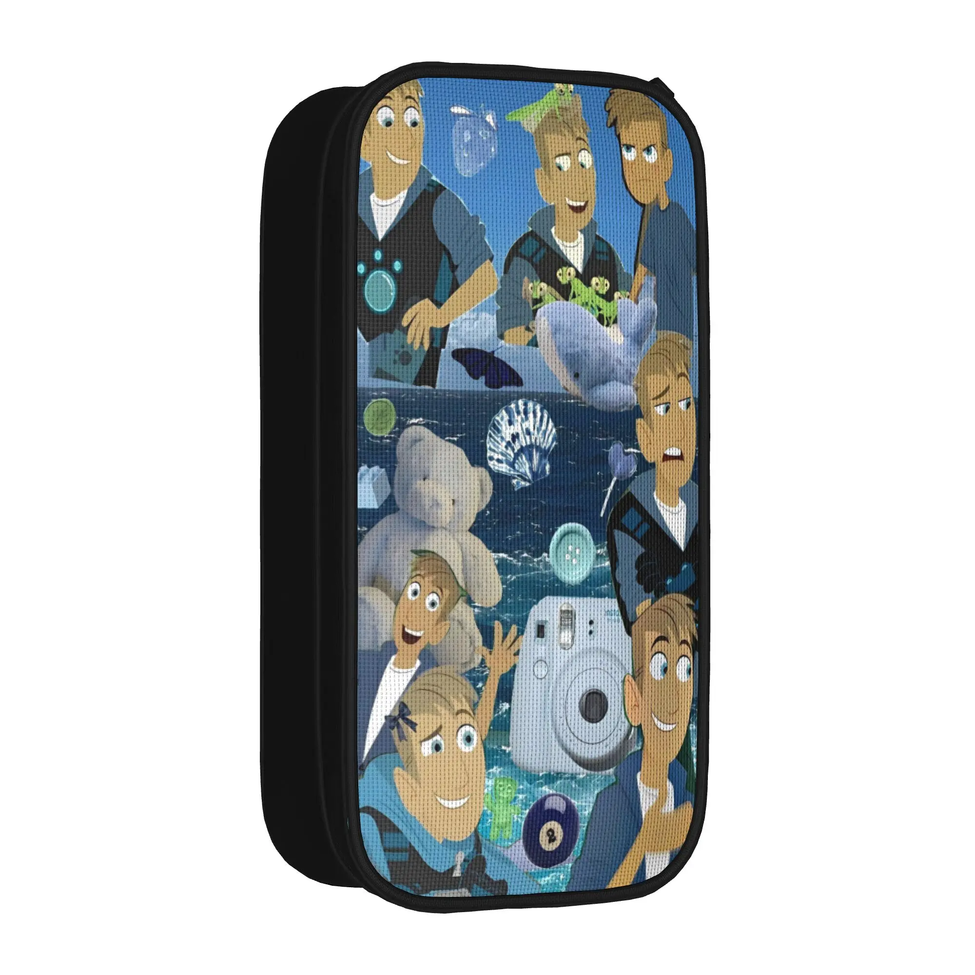 Vintage Pencil Case Wild Kratts Martin Kratt Pen Box  Back To School Pencil Cases Kids Double Layer Pattern Stationery Organizer