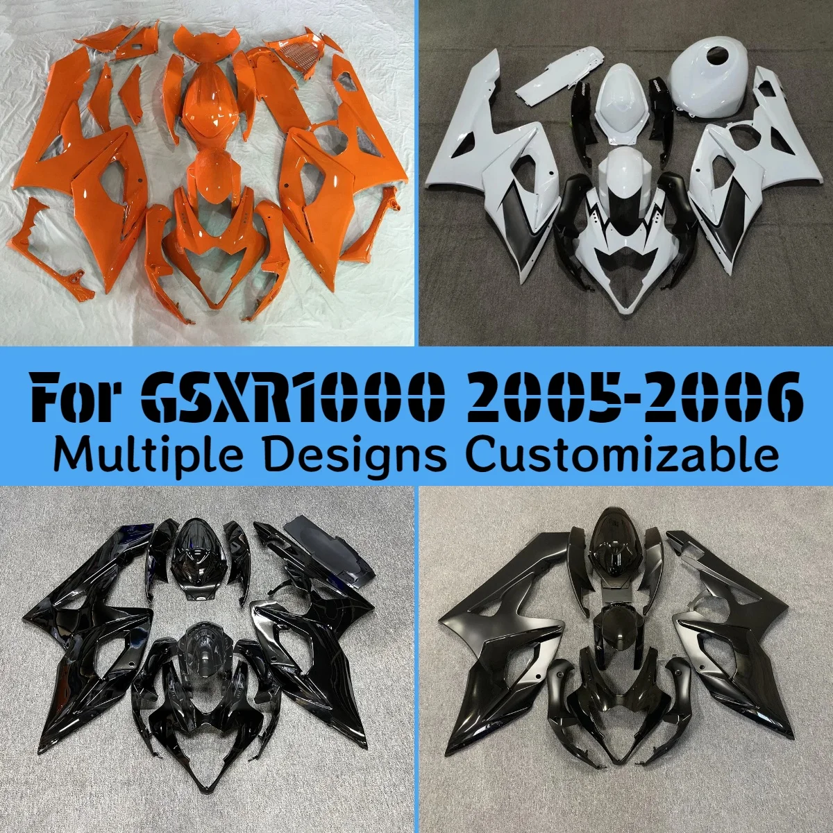 Fairings Motorcycle GSXR 1000 2005 2006 Orange White Black Prime Fairing Bodywork Kit Panel for GSXR1000 05 06