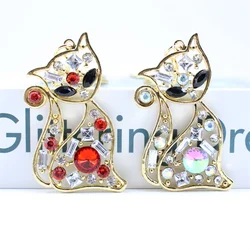 Elegant Kitten Rhinestones Keychain Cute Cat Crsytal Pendant Keyring Fashion Lady Woman Purse Bag Car Key Holder