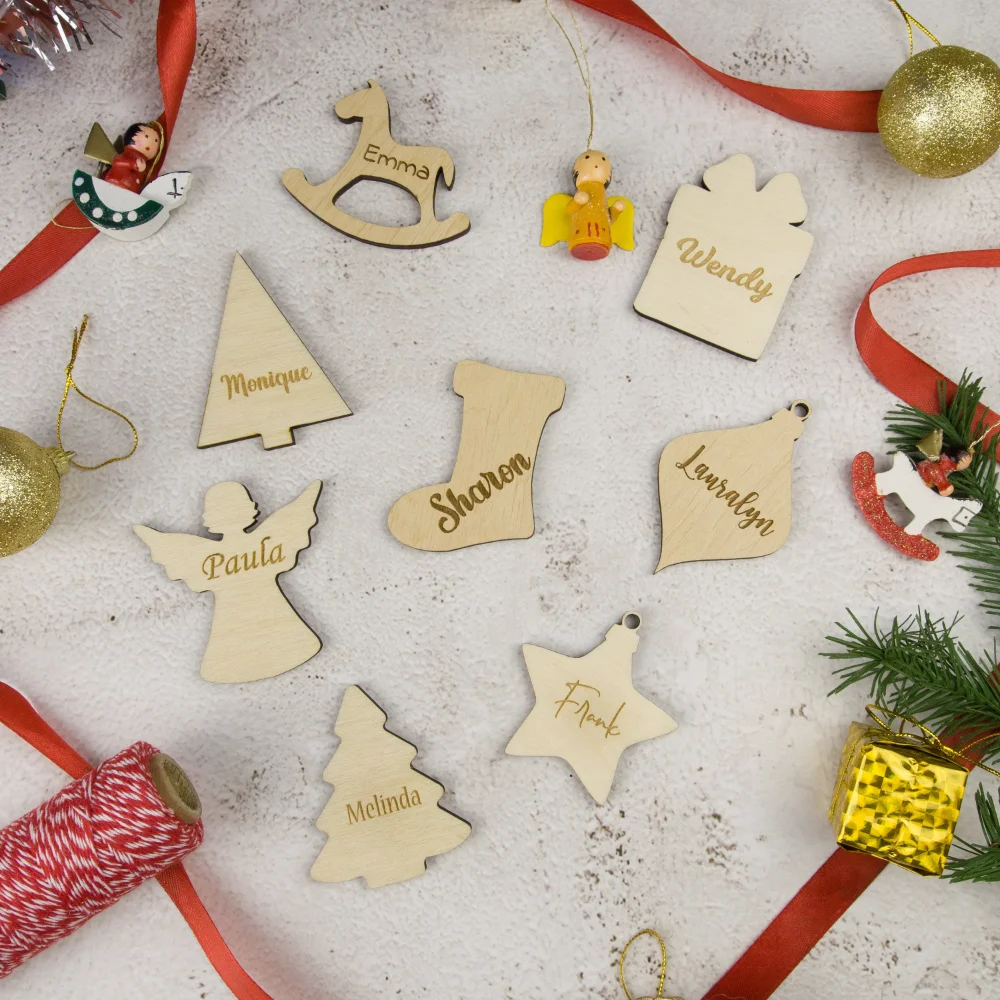 

5/10/20pcs Personalized Christmas Place Tag Christmas Gift Packaging Tags Christmas Tree Decoration Wooden Laser Engraved Name