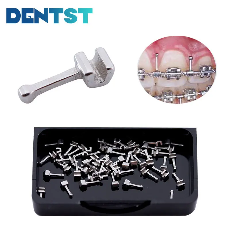 Dentst 50pcs/Box Dental Orthodontic Sliding Ball Crimpable Hook On Archwire Bracket Brace for Ortodoncia Treatment