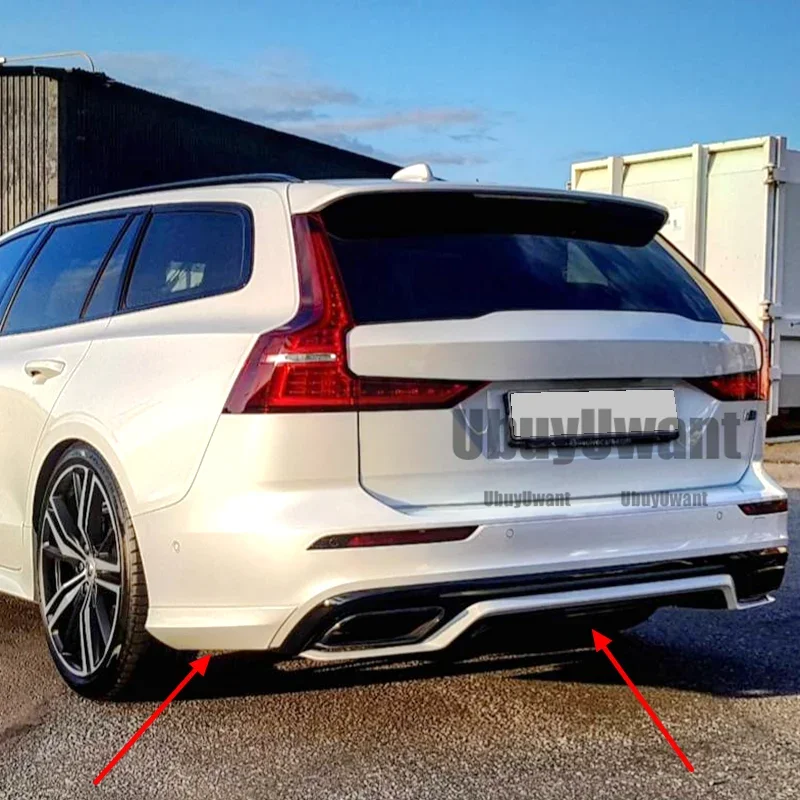 3 Pcs ABS REAR BUMPER TRUNK LIP SPOILER DIFFUSER For VOLVO S60 V60 (ONLY FOR SPORT STYLE) 2021 2022 2023 2024 view 3
