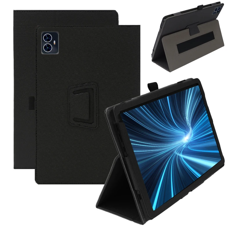 for Teclast M50 Pro M50HD Case Foldable Stand Fabric Texture PU Magnet Flip Sleeve Shockproof Pouch with Pen Belt Wristband