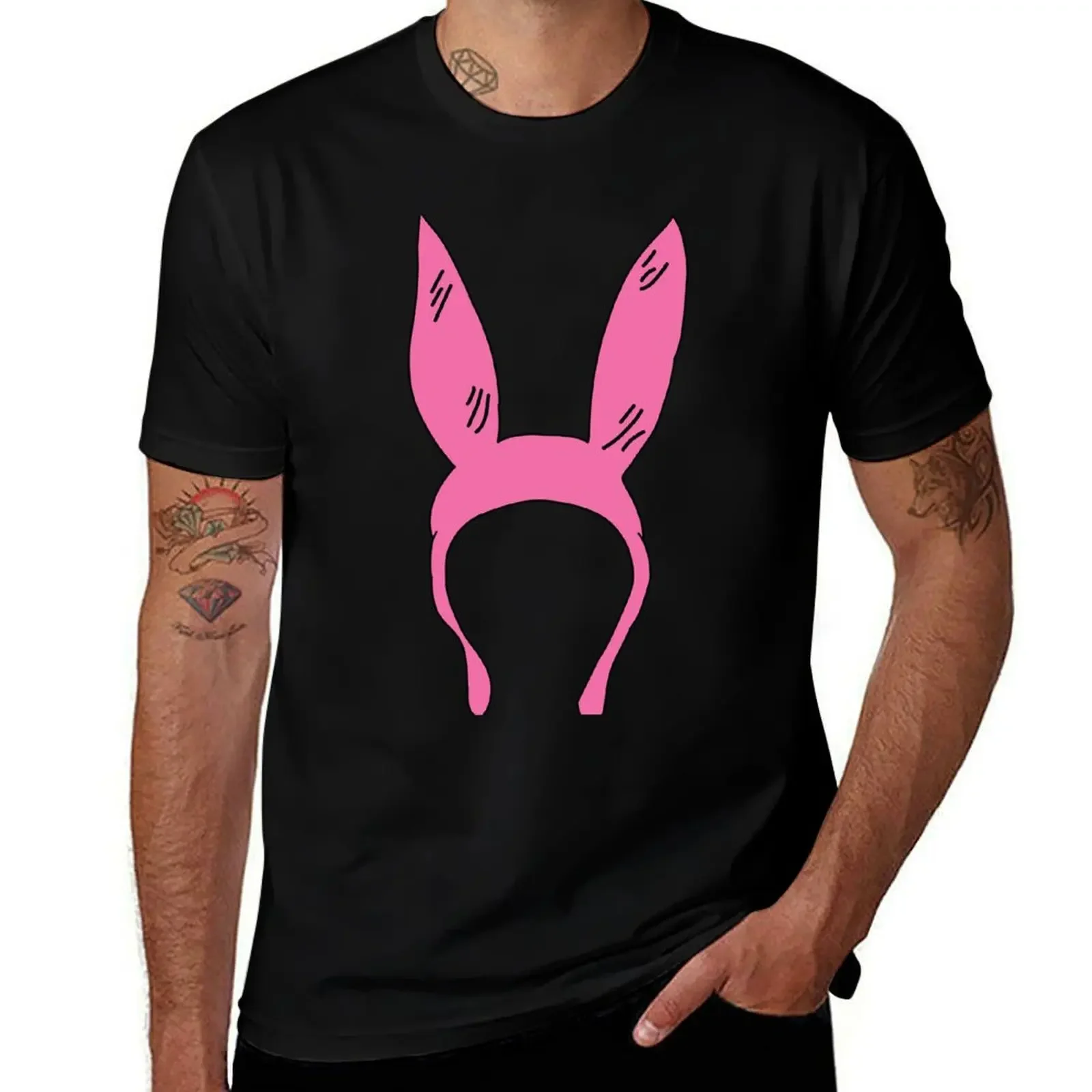 Bunny Ears T-Shirt Short sleeve tee anime tshirt basketball graphic tees Men's cotton t-shirt